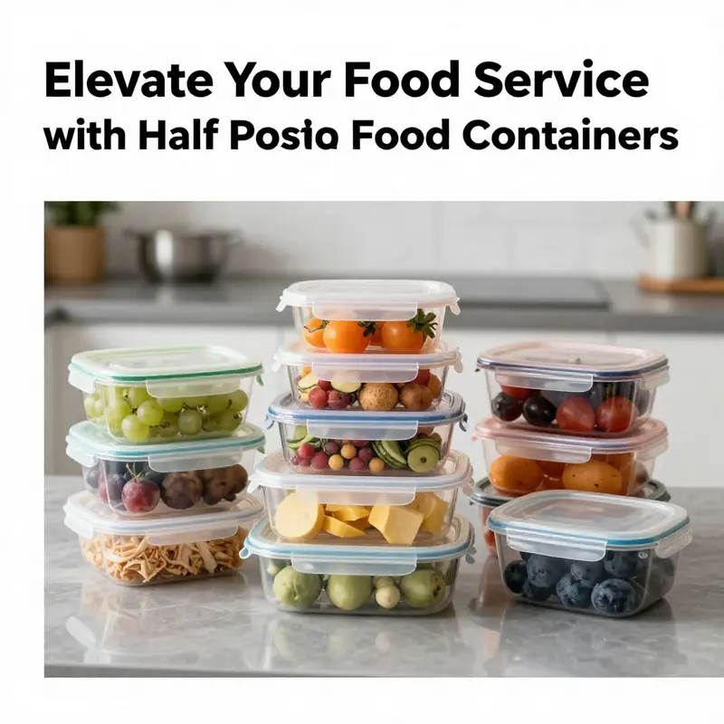 A variety of half round plastic food containers filled with colorful foods against a sleek kitchen backdrop.