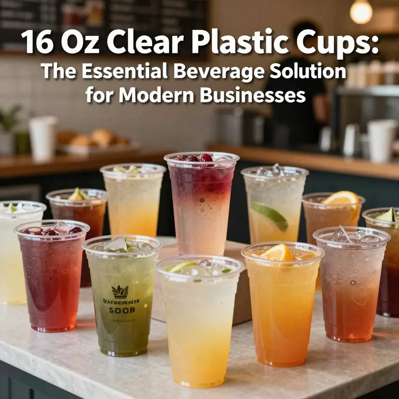 Collage of 16 oz clear plastic cups filled with colorful drinks, symbolizing their use in the foodservice industry.