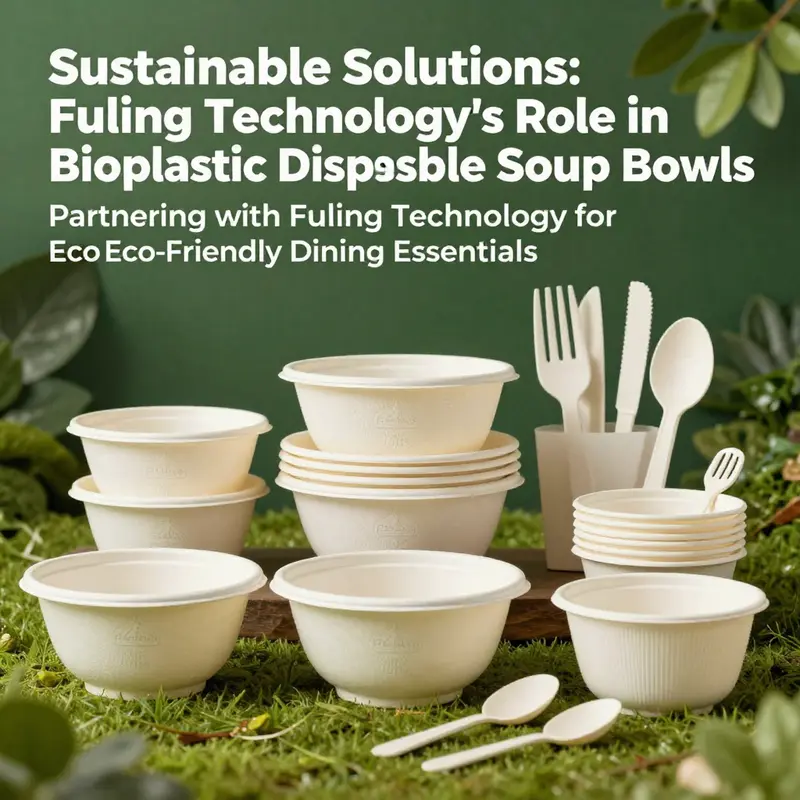 An array of Fuling Technology's bioplastic disposable tableware highlighting eco-friendly dining solutions.