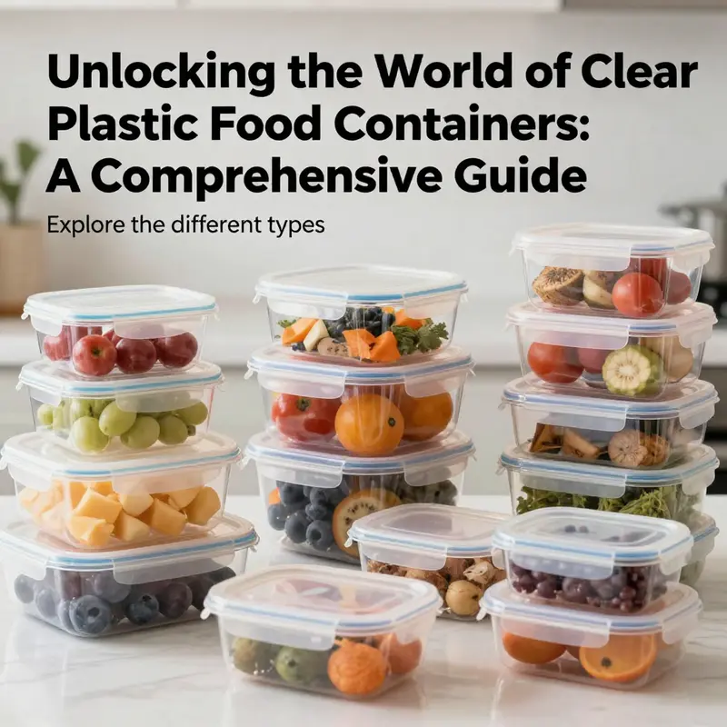 Diverse clear plastic food containers filled with different foods, illustrating types and uses.