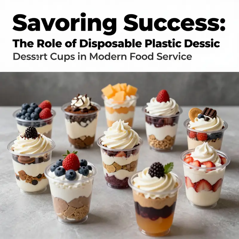 A selection of colorful disposable plastic dessert cups filled with various desserts, beautifully arranged.