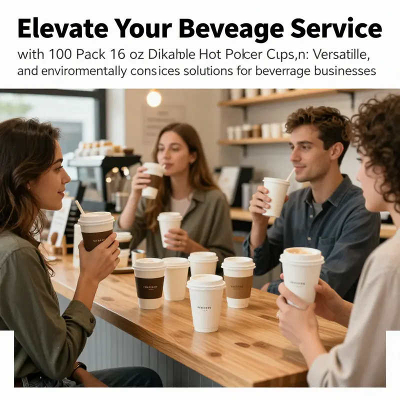 A beverage shop bustling with customers holding 16 oz disposable hot paper coffee cups while enjoying their drinks.