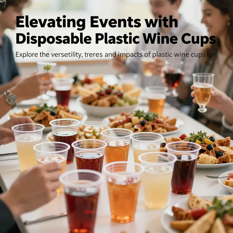 A beautifully arranged table at an event with disposable plastic wine cups, showcasing an elegant celebration.