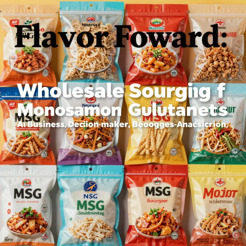 A collection of diverse monosodium glutamate containing food products.