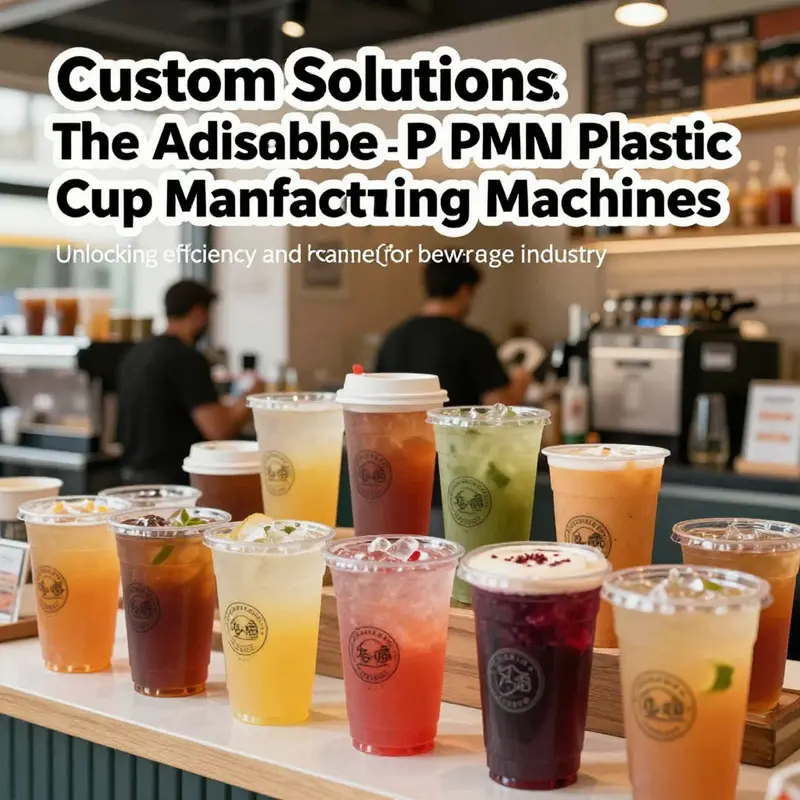 A variety of colorful disposable plastic cups placed in a busy café setting exemplifying their use in the beverage industry.