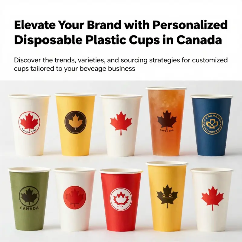 A colorful assortment of personalized disposable plastic cups showcasing custom branding and design.