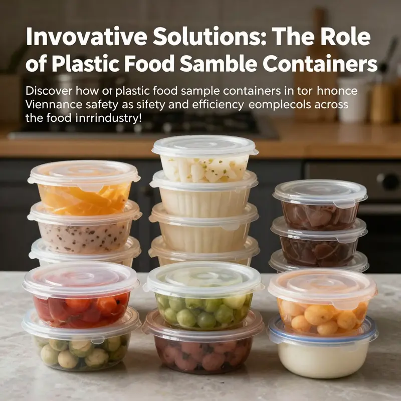 A collection of colorful plastic food sample containers, emphasizing their utility in food service.