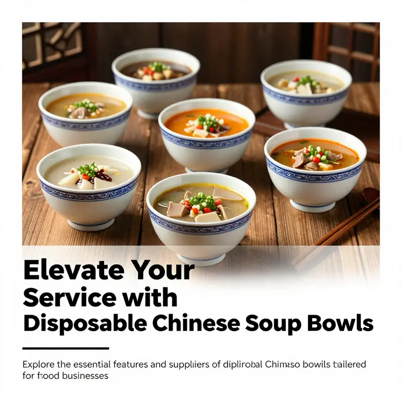 A vibrant display of disposable Chinese soup bowls filled with various soups, showcasing their practicality and design.