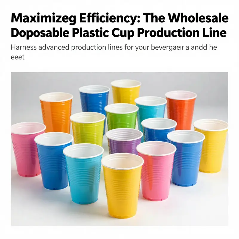 A vibrant display of assorted disposable plastic cups, highlighting the variety available in the wholesale production market.