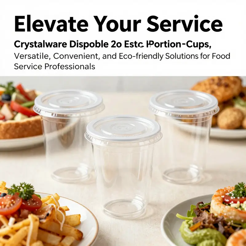 A stylish presentation of Crystalware Disposable 2oz Plastic Portion Cups with Lids filled with various foods, illustrating the product's versatility.
