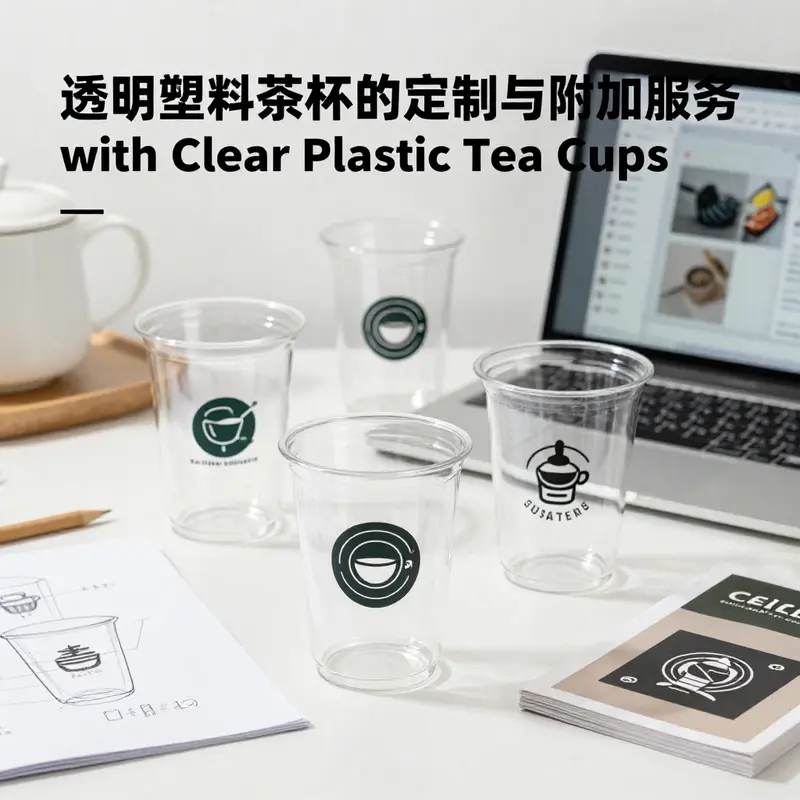 A showcase of clear plastic tea cups in various sizes and styles, highlighting their versatility and appeal.