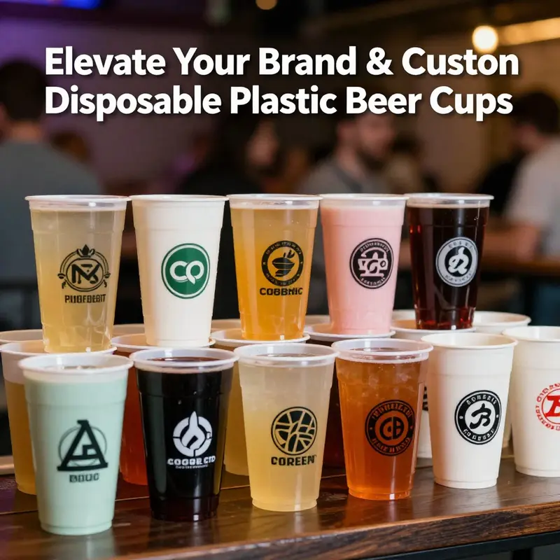 Different types of durable disposable plastic beer cups showcasing their high-quality materials.
