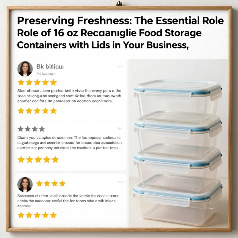 Detailed view of durable 16 oz rectangle plastic food storage containers designed for versatility.