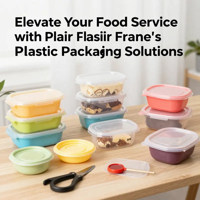 A display of transparent plastic food containers featuring an assortment of fruits and desserts, showcasing the versatility of Plaisir France’s offerings.