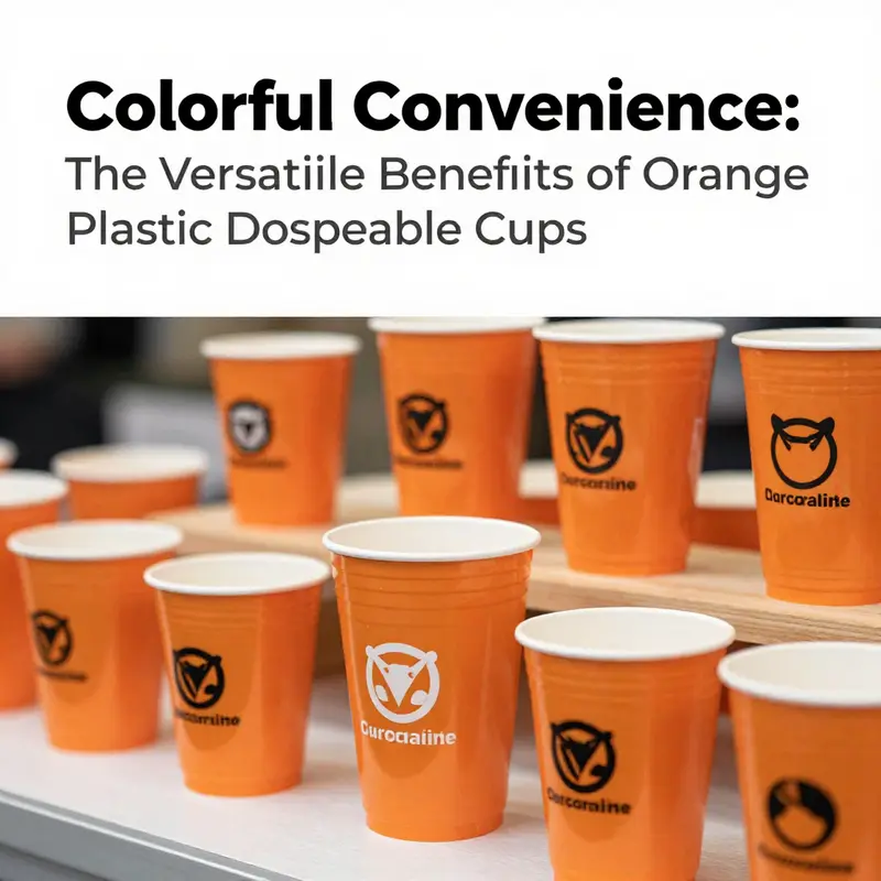 Different materials used for orange plastic disposable cups highlighting their qualities.
