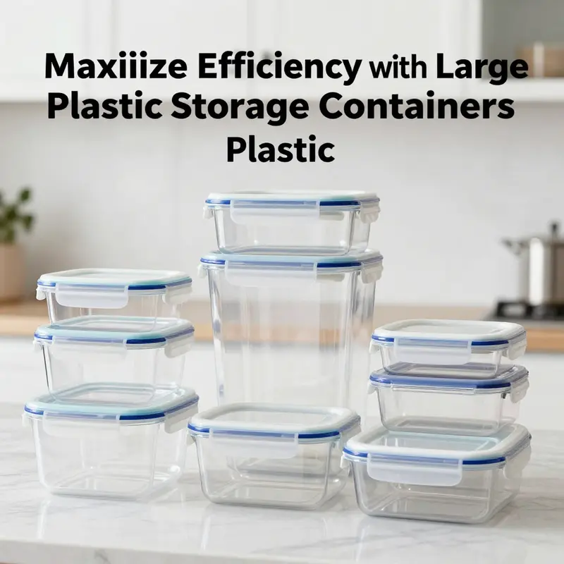 Diverse designs and features of large plastic food storage containers to enhance kitchen efficiency.