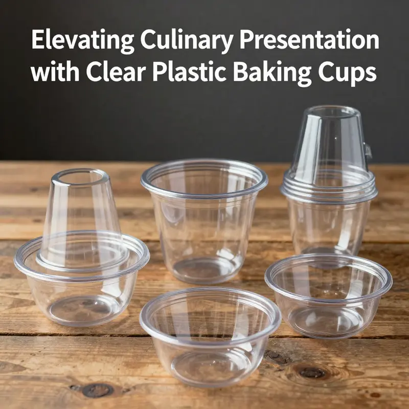 Sleek and durable clear plastic baking cups ready for culinary use.