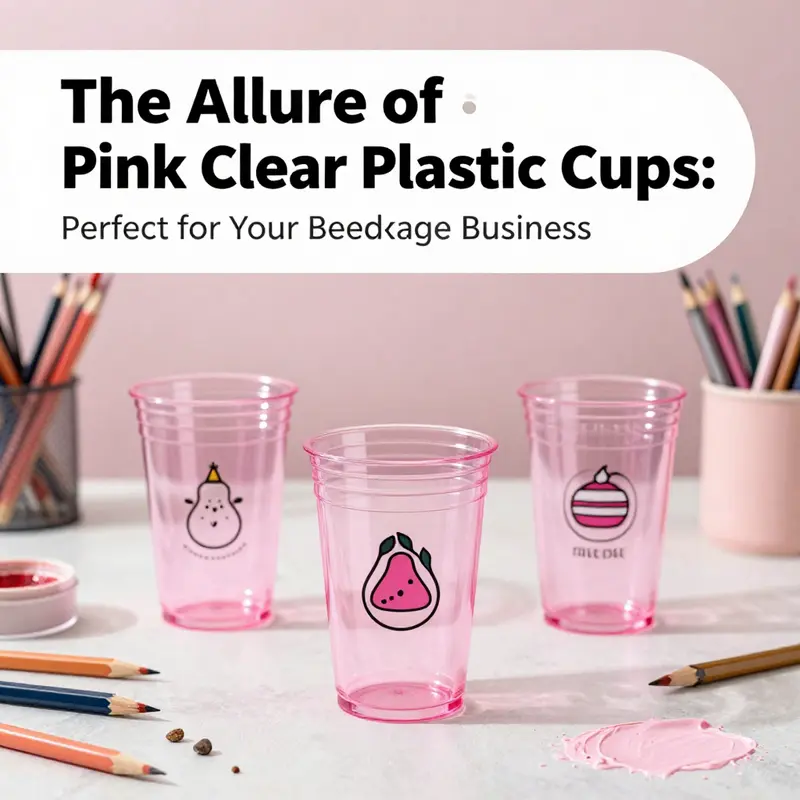 Pink clear plastic cups add a festive flair to events, making drinks visually appealing.