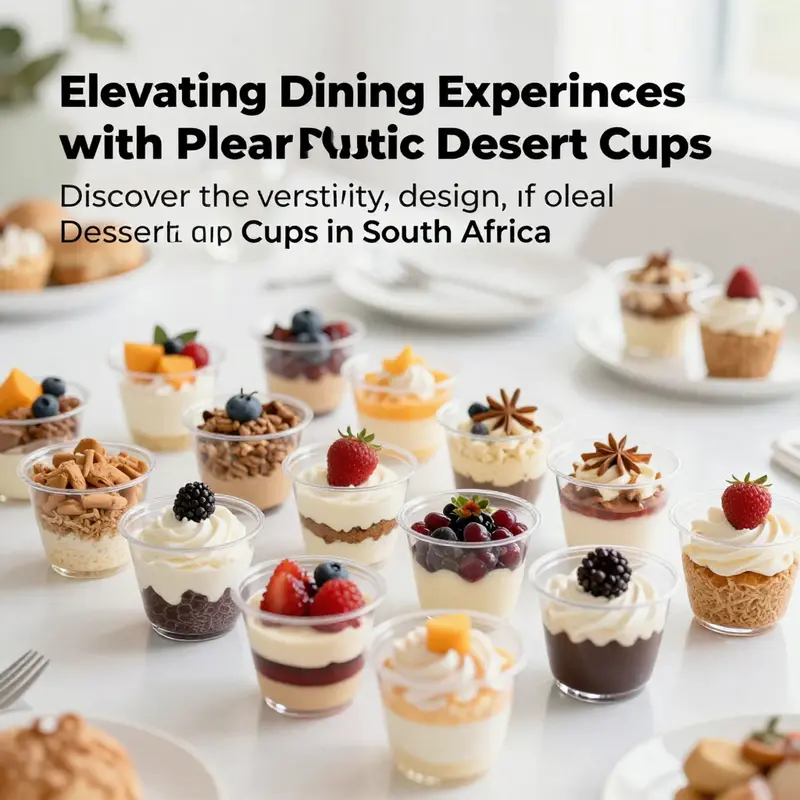 Beautifully arranged dining table featuring an array of clear plastic dessert cups with desserts in a vibrant setting.