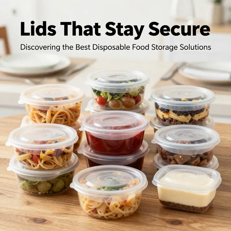 GUSTO containers showcasing their secure lids, perfect for transporting various food items.