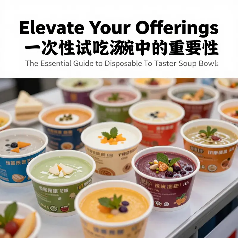 Showcase of disposable taster soup bowls at a vibrant food festival, highlighting their role in enhancing sampling experiences.