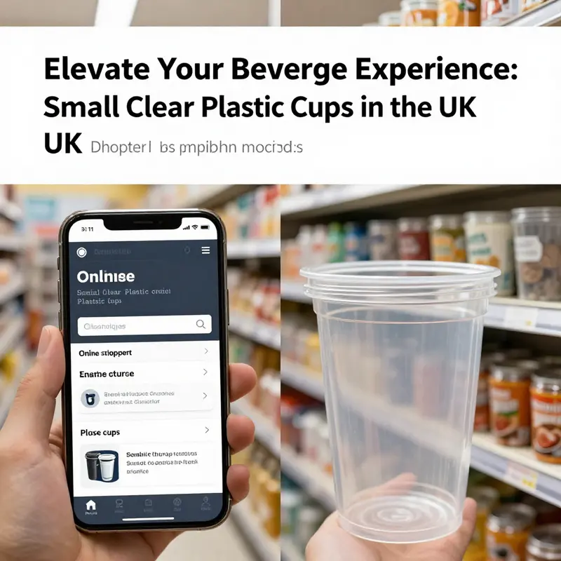An assortment of small clear plastic cups showcasing the variety available in the UK market.
