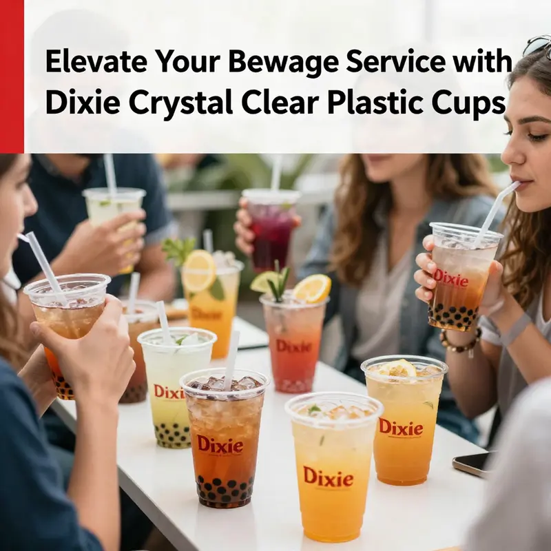 The durable design and clarity of Dixie Crystal Clear Plastic Cups enhance beverage presentation.