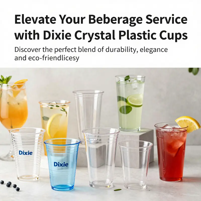 An assortment of Dixie Crystal Clear Plastic Cups with beverages in a charming setting, symbolizing quality and style.