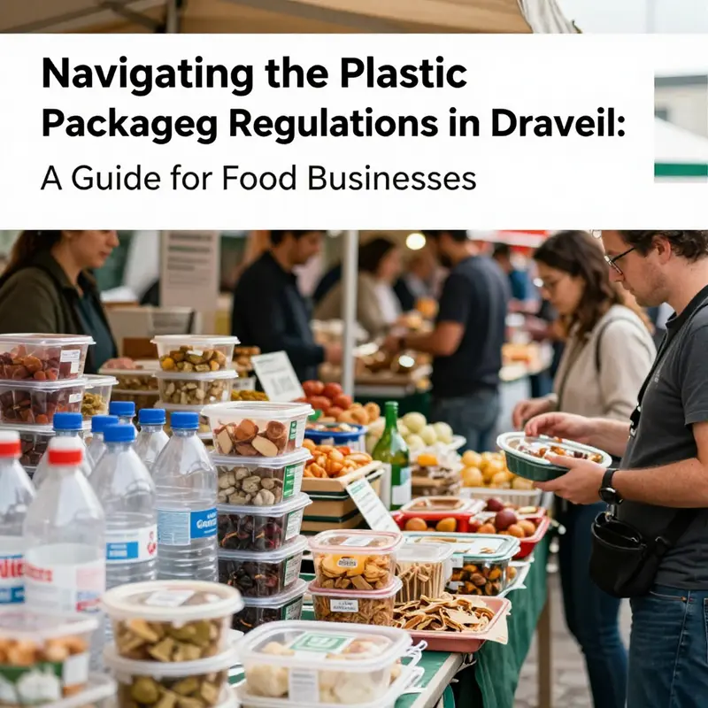 Draveil’s food market showcasing available food packaging options, illustrating compliance with plastic regulations.