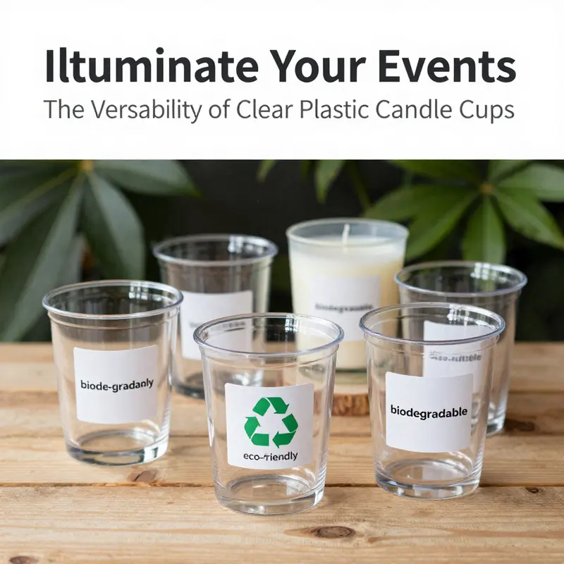 An array of clear plastic candle cups demonstrating their diverse types and sizes for various uses.