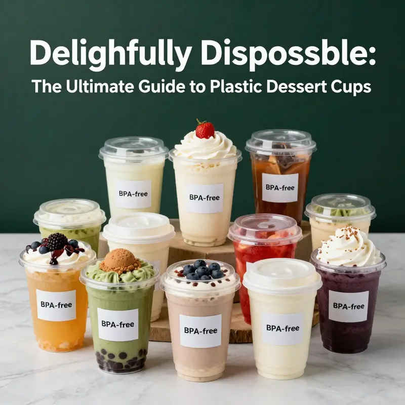 A diverse selection of disposable plastic dessert cups suitable for a variety of desserts and events.