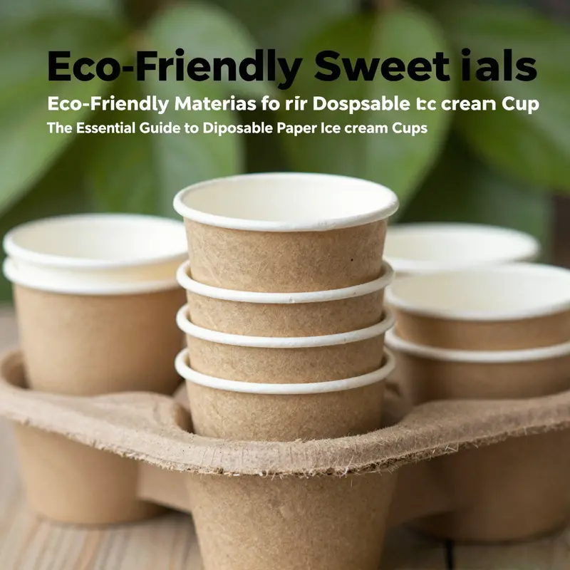 Close-up of eco-friendly paper ice cream cups made from recycled materials.