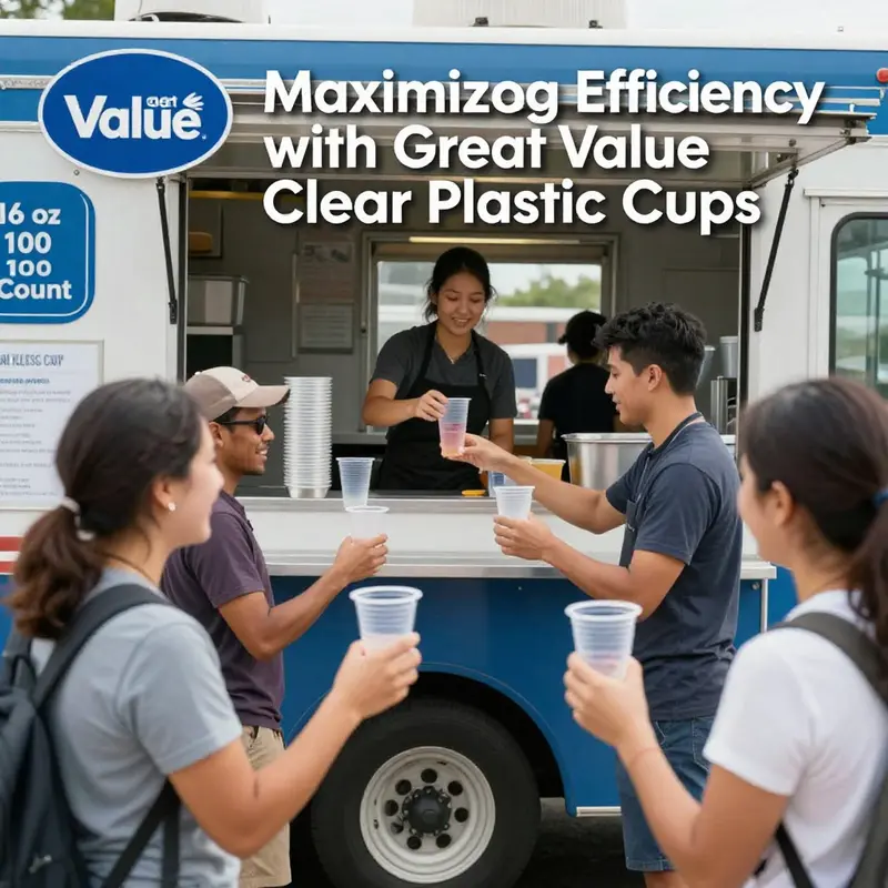 Experience the clear quality of Great Value clear plastic cups filled with vibrant beverages.