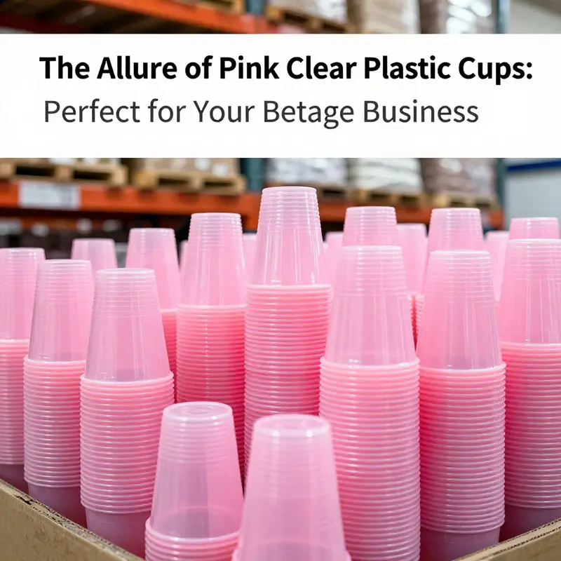 Pink clear plastic cups add a festive flair to events, making drinks visually appealing.