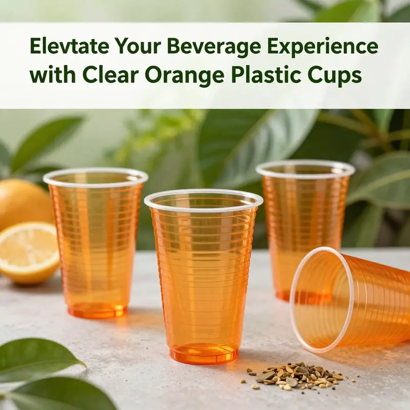 Clear orange plastic cups enhance beverage presentation at a vibrant outdoor event.