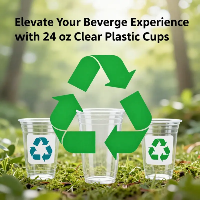 Variety of vibrant beverages served in clear plastic 24 oz cups highlighting their perfect design and function.