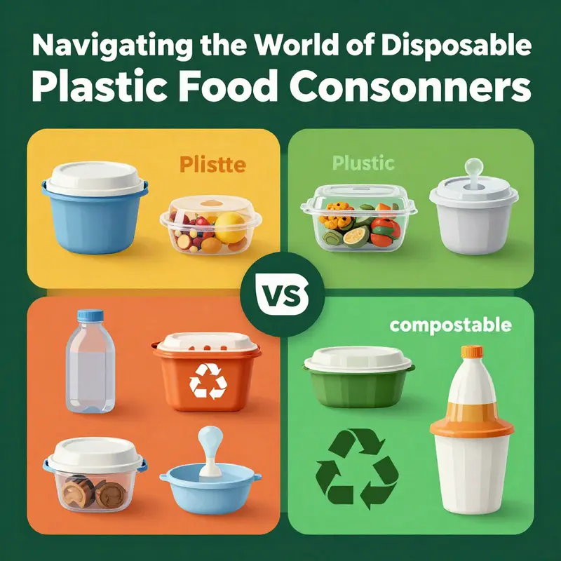 A selection of disposable plastic food containers showcasing various materials ideal for different food applications.