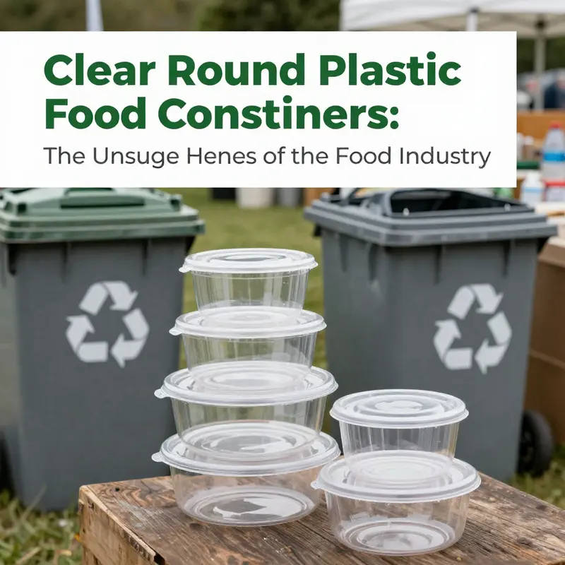 Clear round plastic food containers used in a café to hold fresh ingredients.