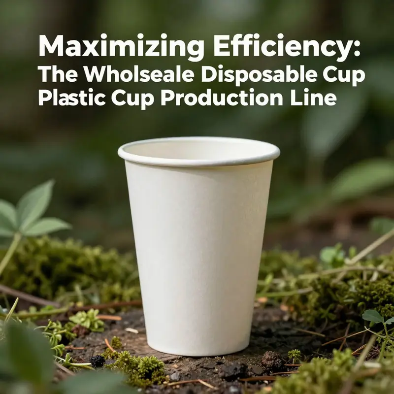 A state-of-the-art production line for disposable plastic cups integrating various manufacturing processes.