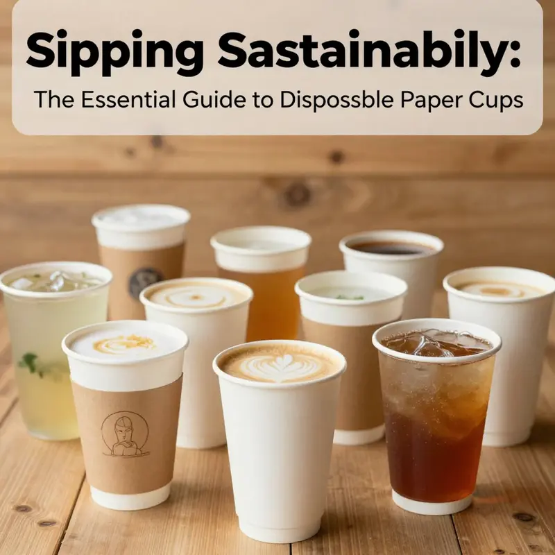 Assorted disposable paper cups with drinks, appealing to various consumer tastes and preferences.
