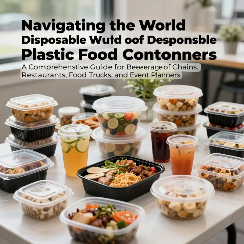 An arrangement of various food items in disposable plastic containers, illustrating their aesthetic and practical use.
