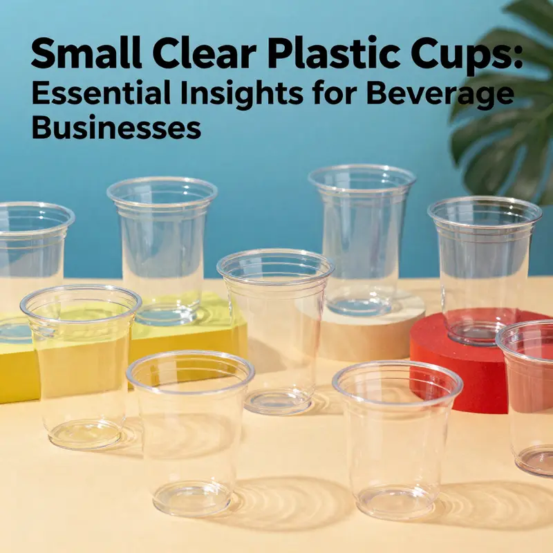 An assortment of small clear plastic cups of various sizes and styles, highlighting their versatility for food and beverage applications.