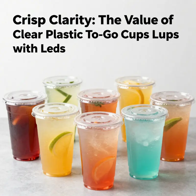 A visually engaging arrangement of clear to-go cups with lids filled with various beverages.