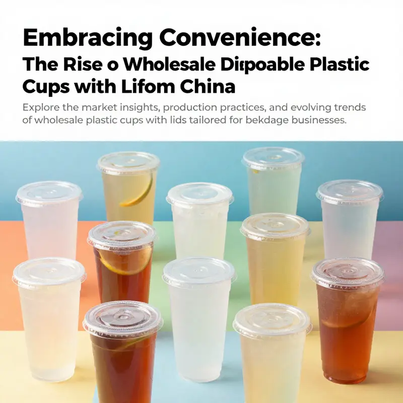 A colorful collage showcasing disposable plastic cups with lids in use within diverse beverage settings, including bubble tea and food trucks.