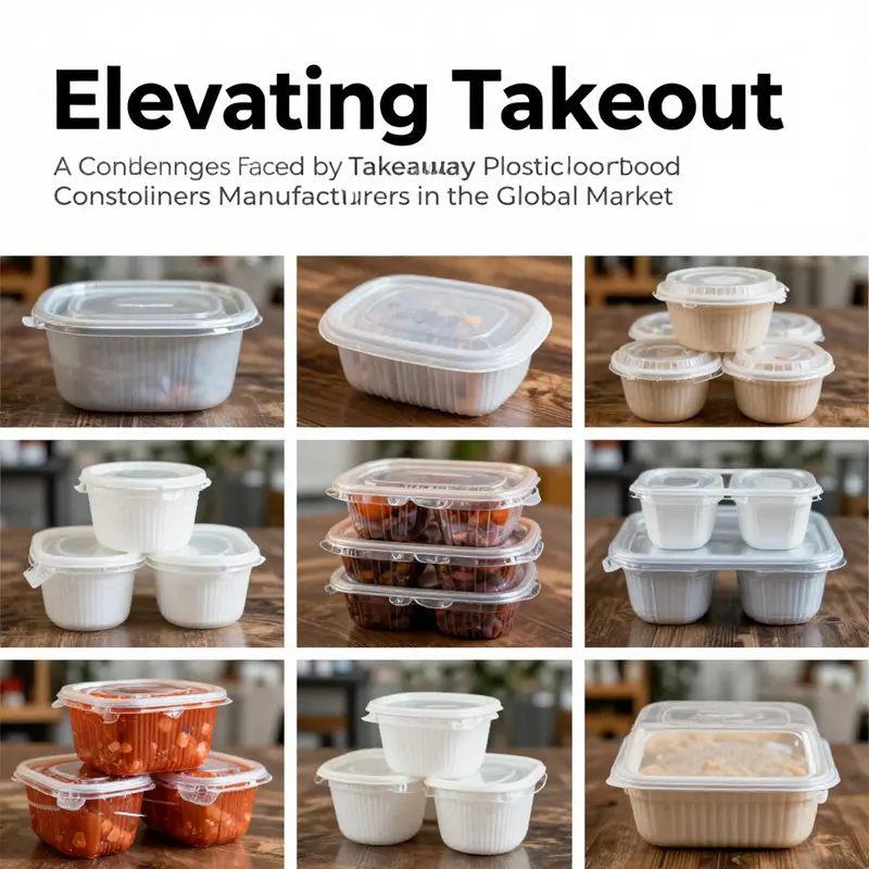 A vibrant market showcasing a variety of takeaway plastic food containers to highlight manufacturer competition.