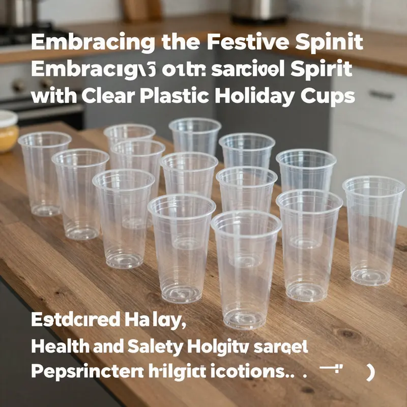 Eco-friendly clear plastic cups showcased with natural decor, highlighting sustainability efforts.