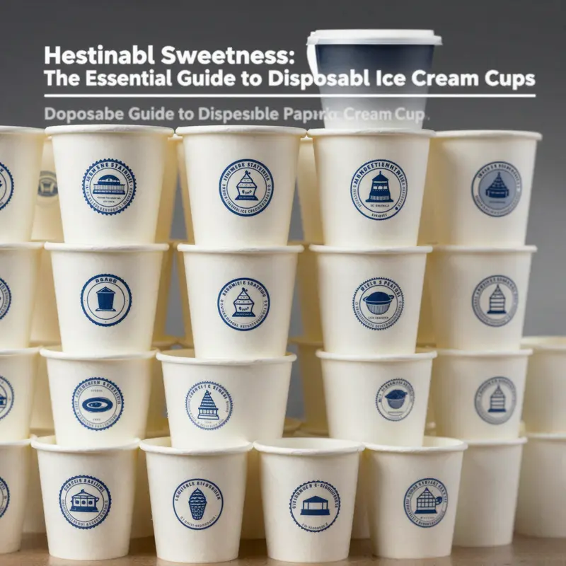 Close-up of eco-friendly paper ice cream cups made from recycled materials.