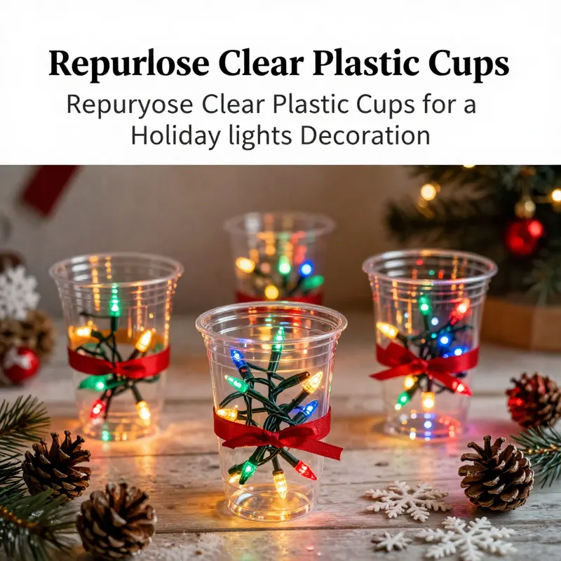 Cozy holiday lights made from repurposed clear plastic cups.