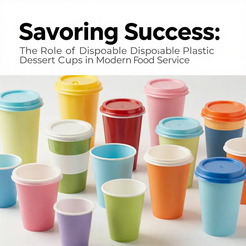 A vibrant collection of disposable plastic dessert cups highlighting the latest material innovations and design features.