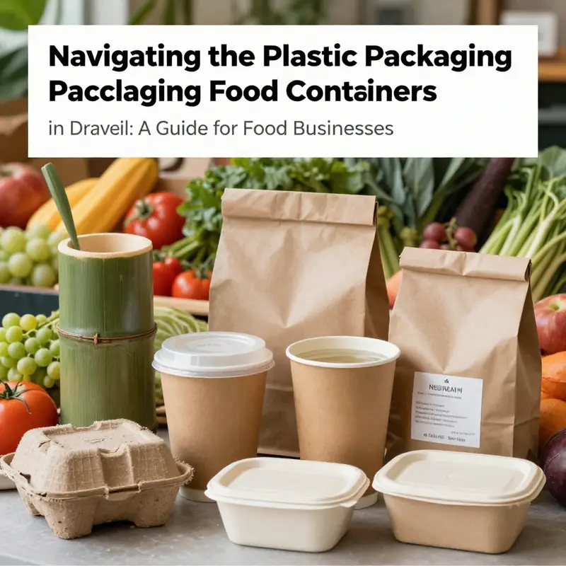 Draveil’s food market showcasing available food packaging options, illustrating compliance with plastic regulations.
